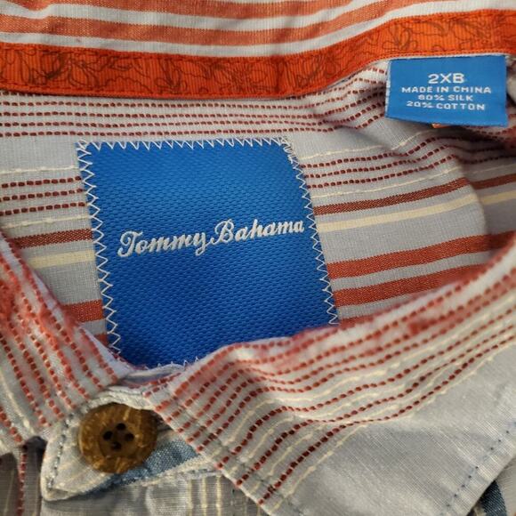Tommy Bahama Mens Striped Silk Blend Button Front Long Sleeve Shirt 2X - Picture 16 of 16